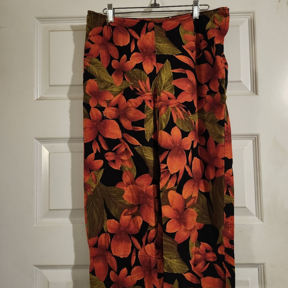 Floral Black and Orange Shorts